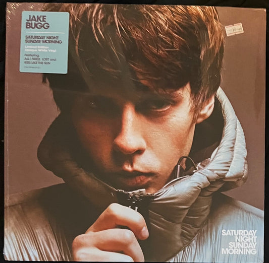 Jake Bugg Saturday Night Sunday Morning - Vinyl record cover with a person wearing a hooded jacket, featuring the artist Jake Bugg.