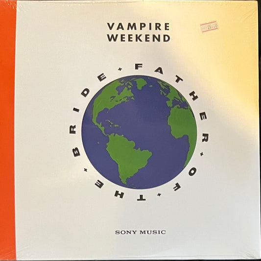 Album cover for 'Father of the Bride' by Vampire Weekend with a globe illustration.