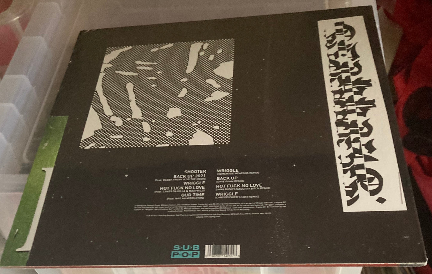 The back of 'Clipping - Wiggle' on vinyl