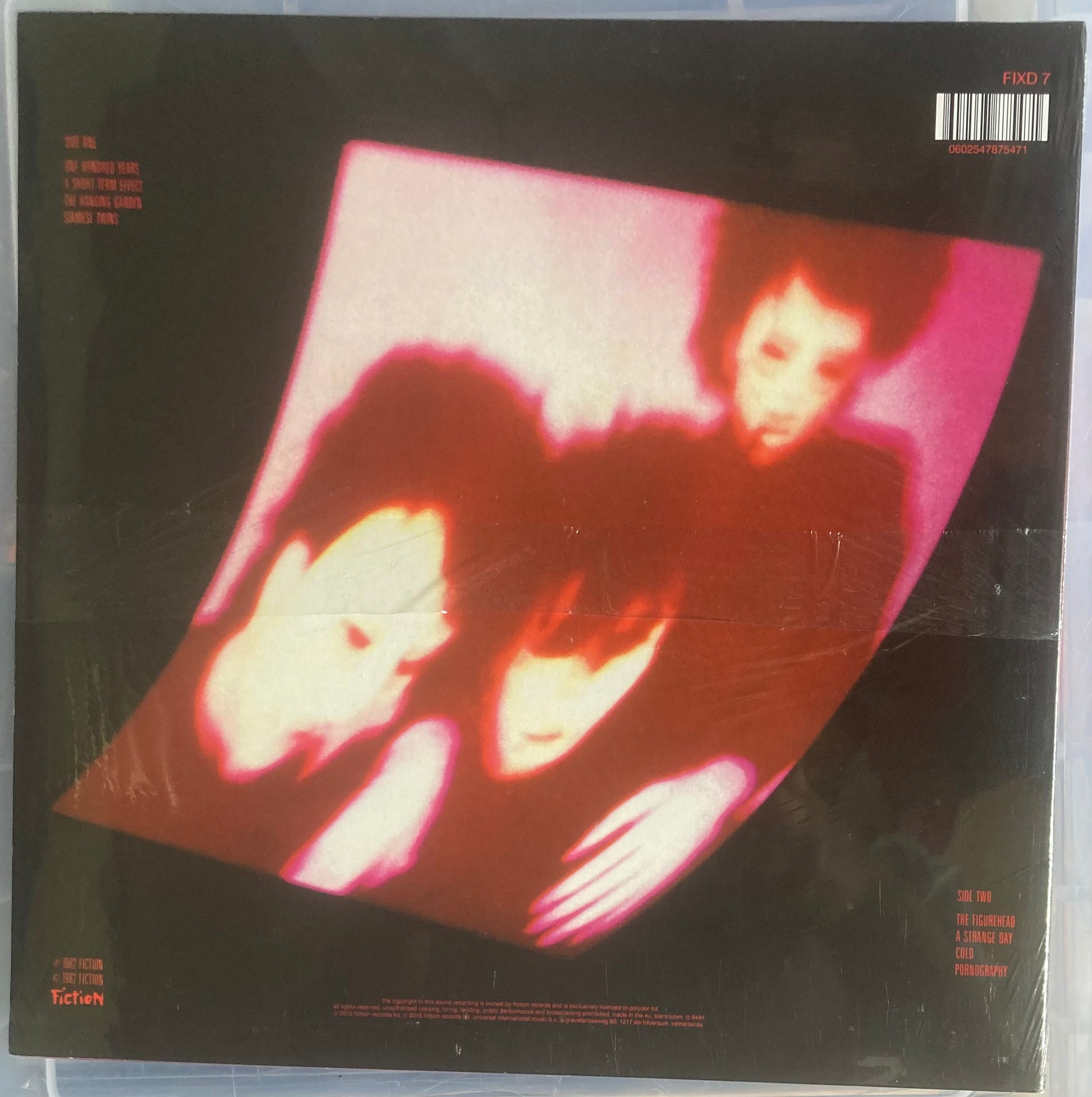 The back of 'The Cure - Pornography' in vinyl