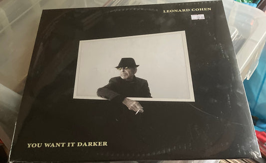 The front of 'Leonard Cohen - You Want it Darker' on vinyl