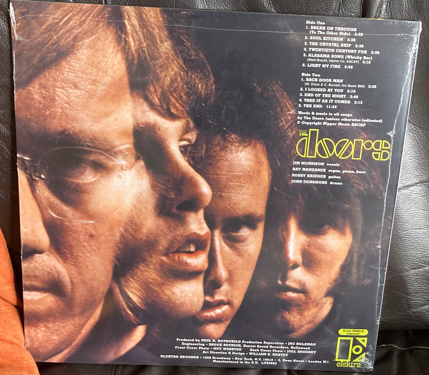 The back of The Doors Self-titled debut album on vinyl