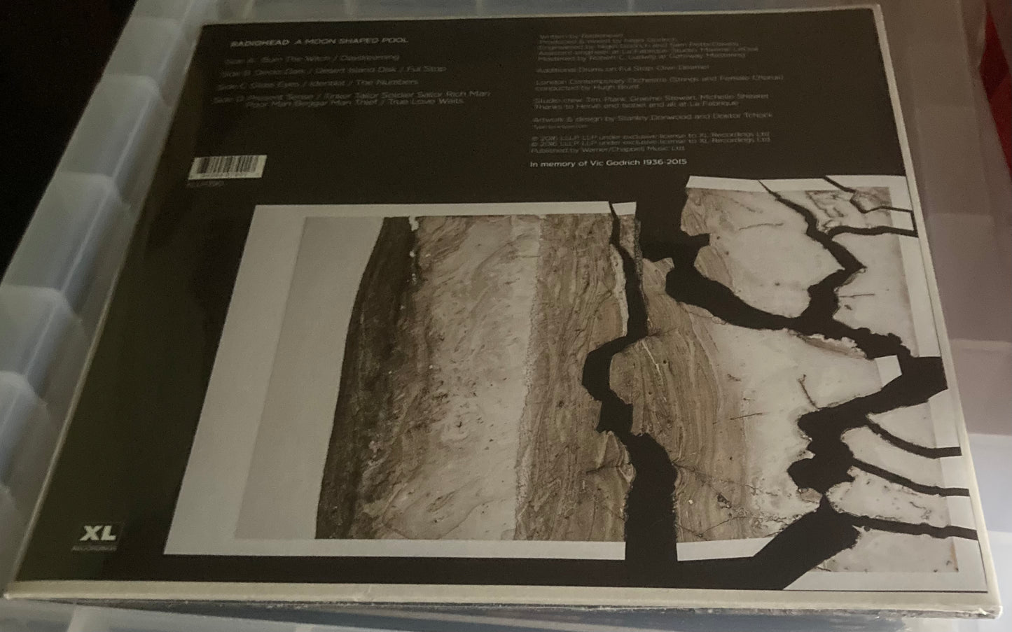 The back of 'Radiohead - A Moon Shaped Pool' on vinyl