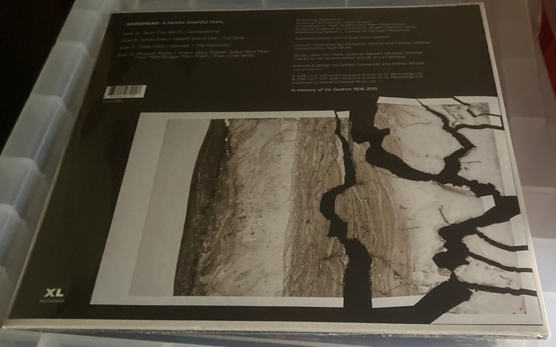 The back of 'Radiohead - A Moon Shaped Pool' on vinyl