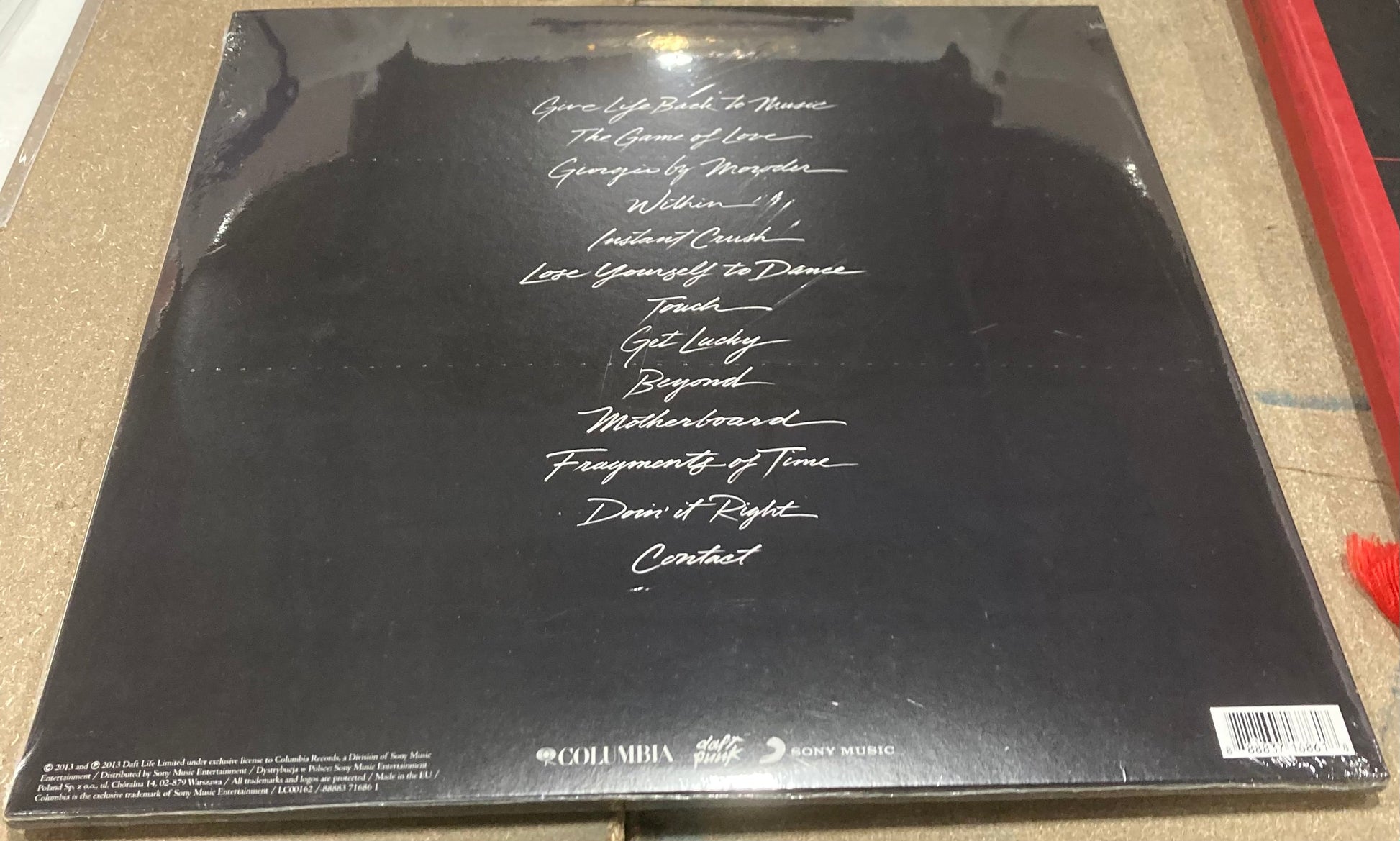 The back of 'Daft Punk - Random Access Memory' on vinyl