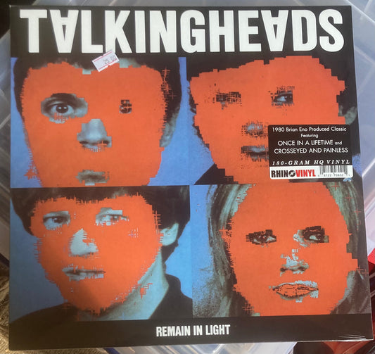 The front of 'Talking Heads - Remain in Light' in vinyl