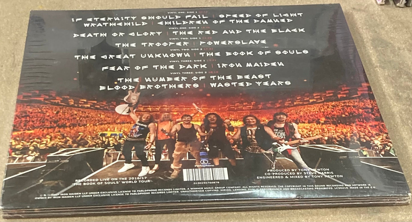 The back of 'Iron Maiden - The Book of Souls' on vinyl