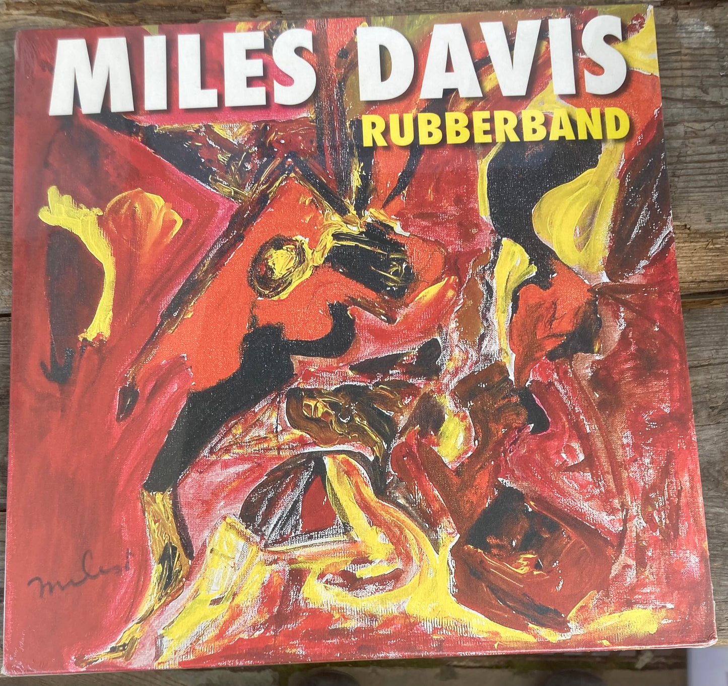 The front of 'Miles David - Rubberband' on vinyl