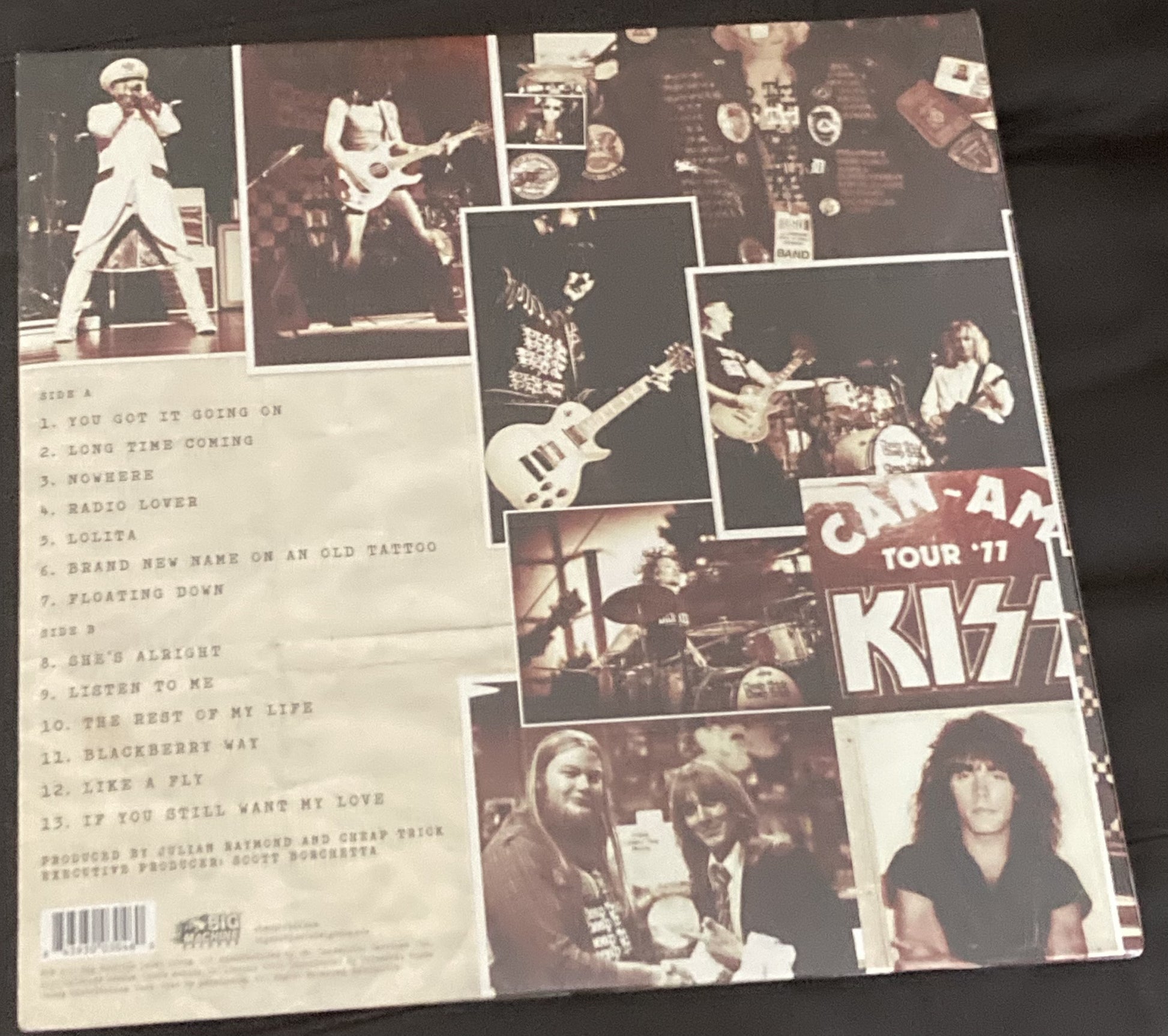 The back of 'Cheap Trick - We're All Alright' on vinyl