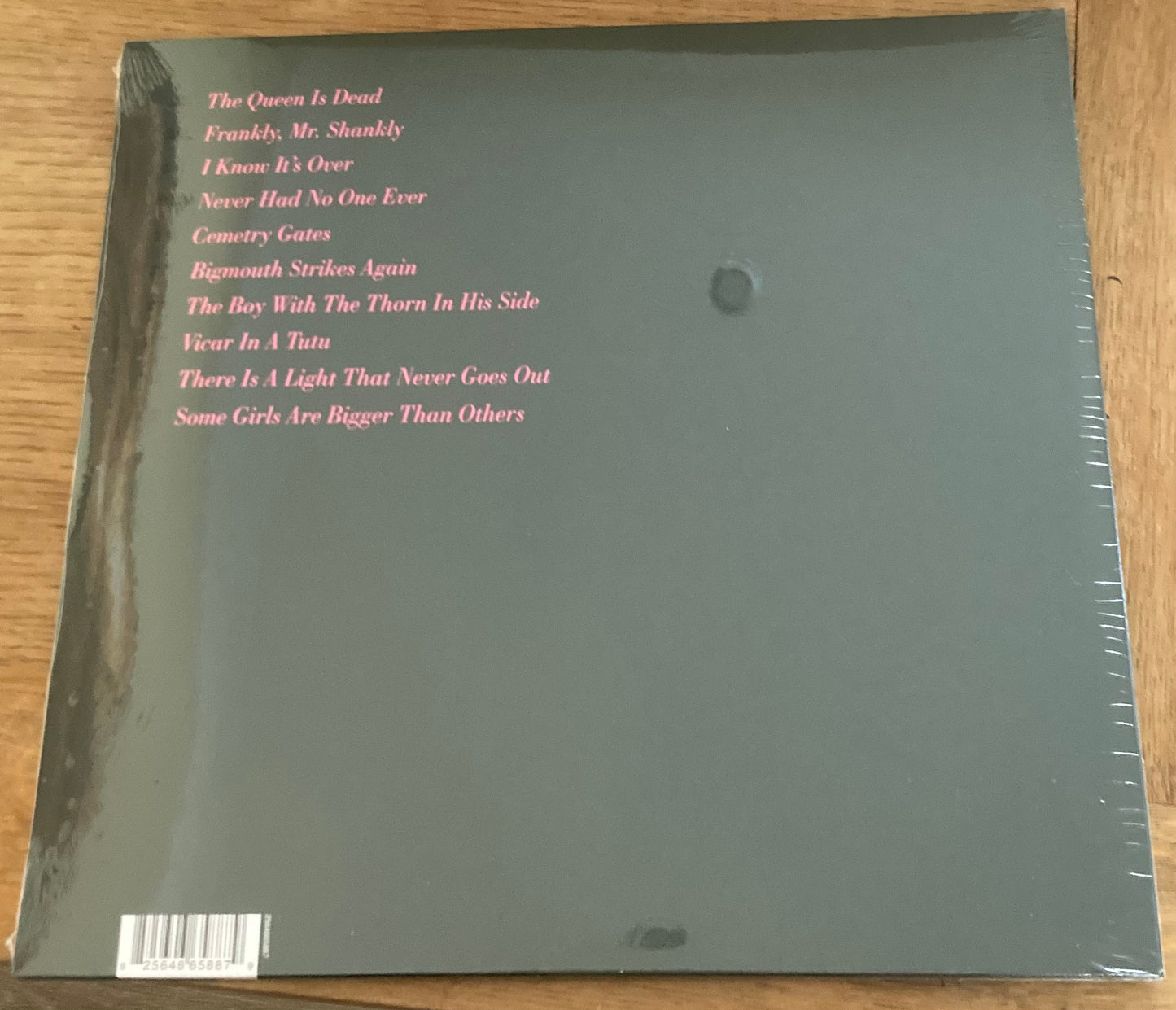 The back of 'The Smiths - The Queen is Dead' on vinyl
