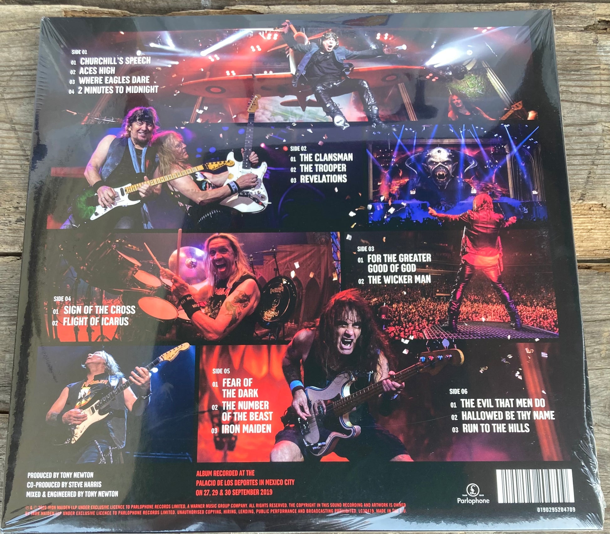 The back of 'Iron Maiden - Nights of the Dead/Legacy of the Beast' on vinyl