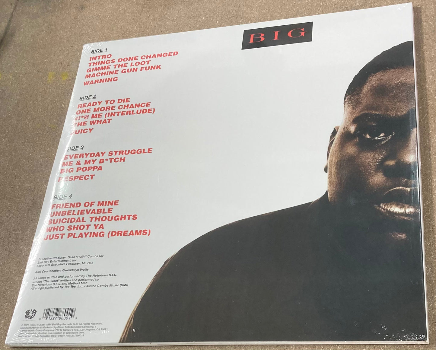 The back of ‘The Notorious BIG - Ready to Die’ on vinyl