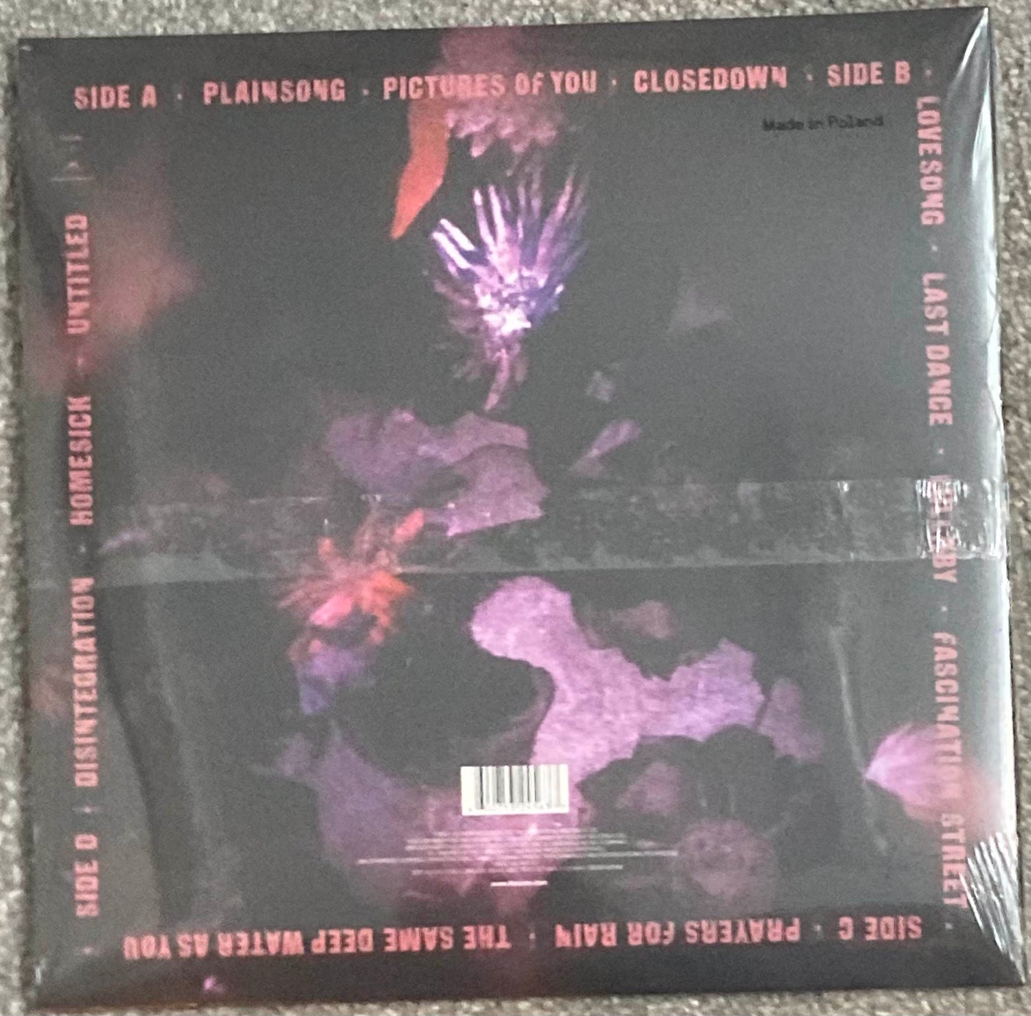 The back of The Cure - Disintegration on vinyl