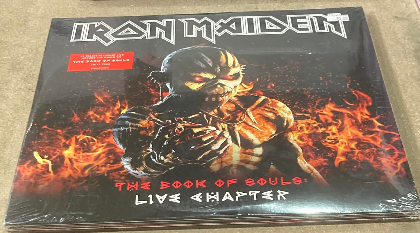 The front of 'Iron Maiden - The Book of Souls' on vinyl