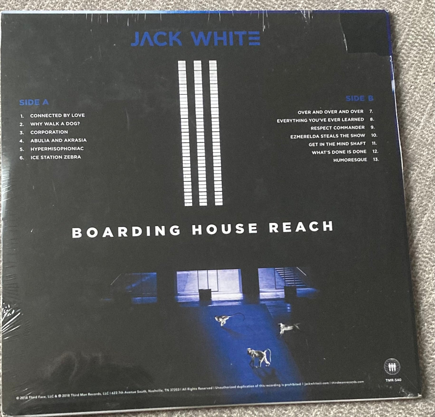 The back of Jack White - Boarding House Reach on vinyl