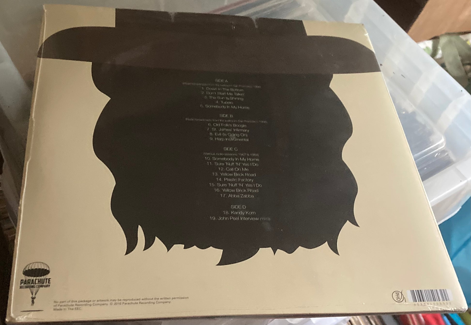The back of 'Captain Beefheart - Plastic Factory' on vinyl