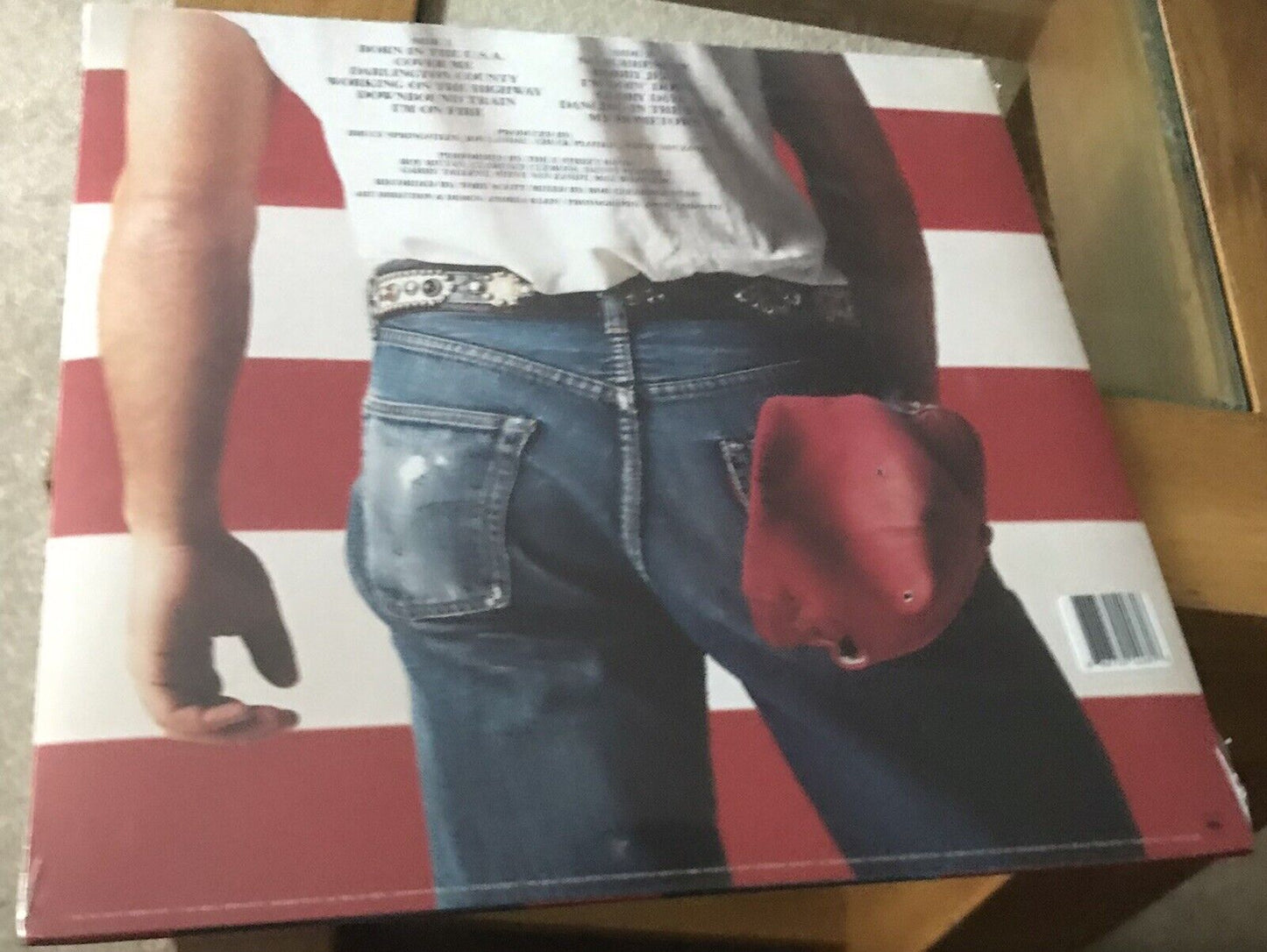 The back of 'Bruce Springsteen - Born in the USA' on vinyl