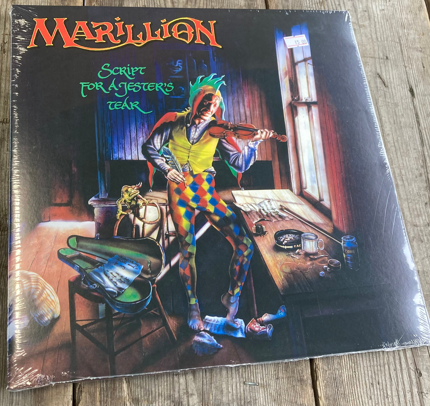 The front of 'Marillion - Script for a Jester's Tear' on vinyl