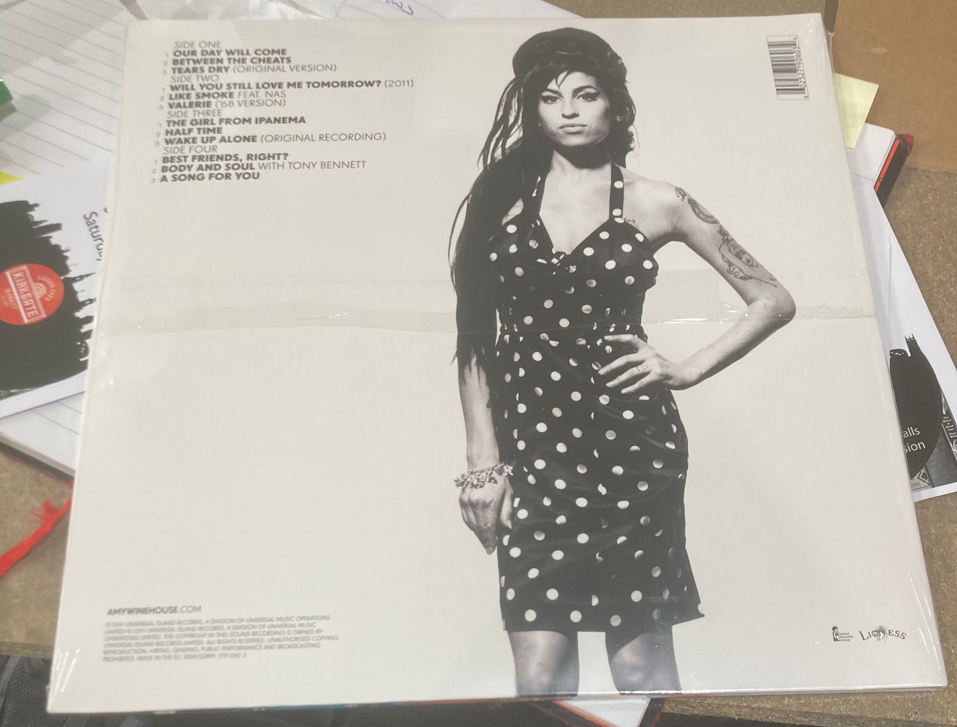 The back of ‘Amy Winehouse - Lioness: Hidden Treasures’ on vinyl.