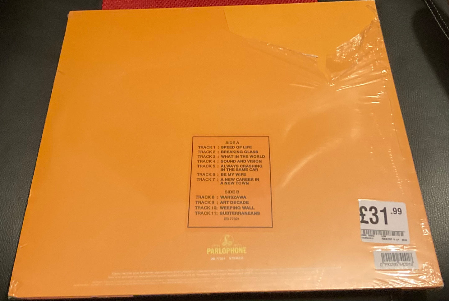 The front of David Bowie - Low on vinyl 