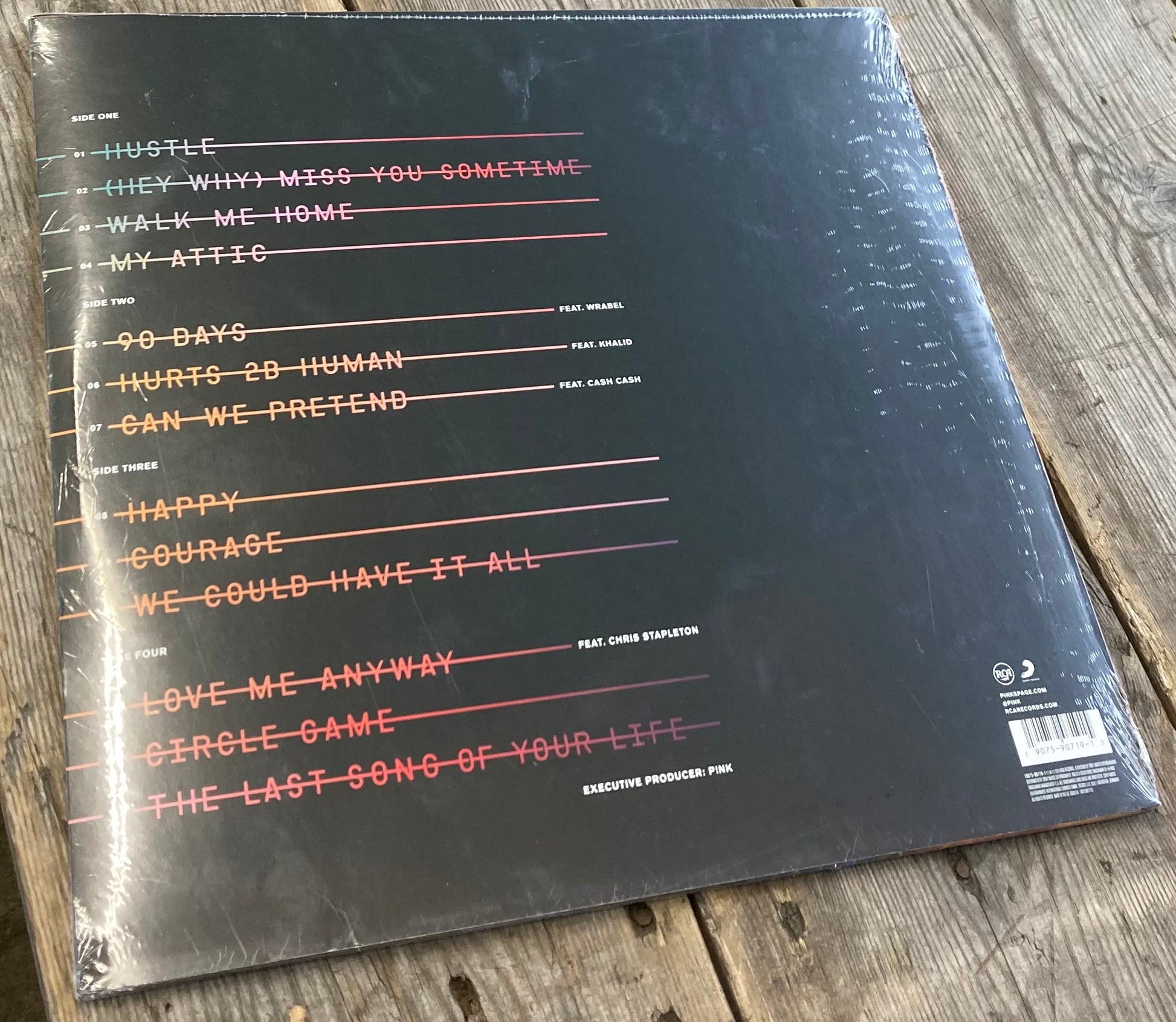 The back of ‘Pink - Hurts 2B Human’ on vinyl