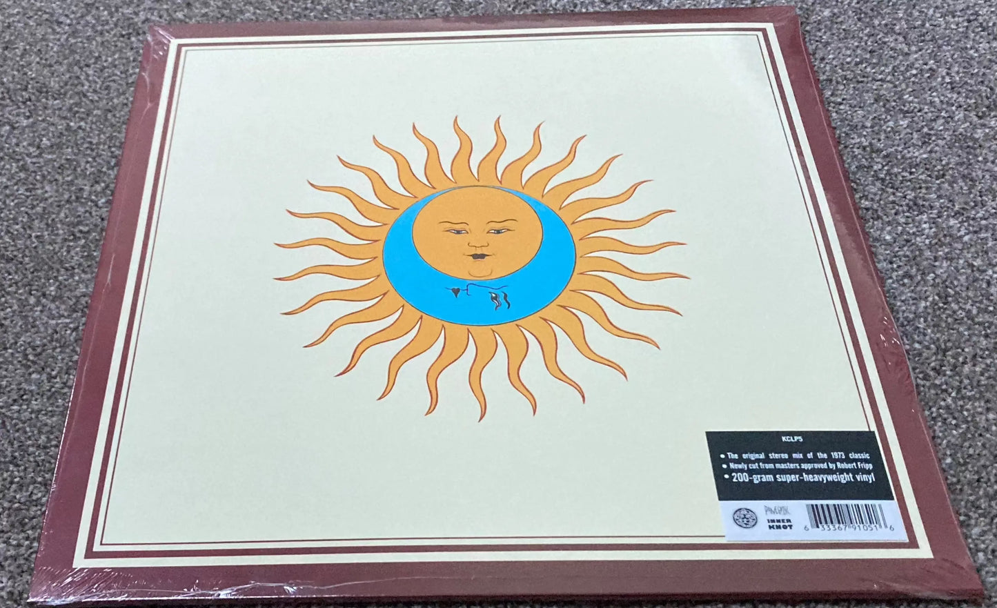 The front of ‘King Crimson - Lark’s Tongues in Aspic’ on vinyl.