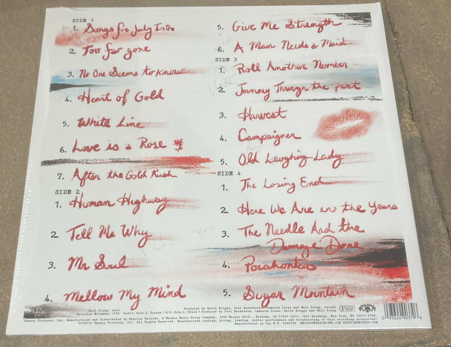 The back of ‘Neil Young - Songs for Judy’ on vinyl