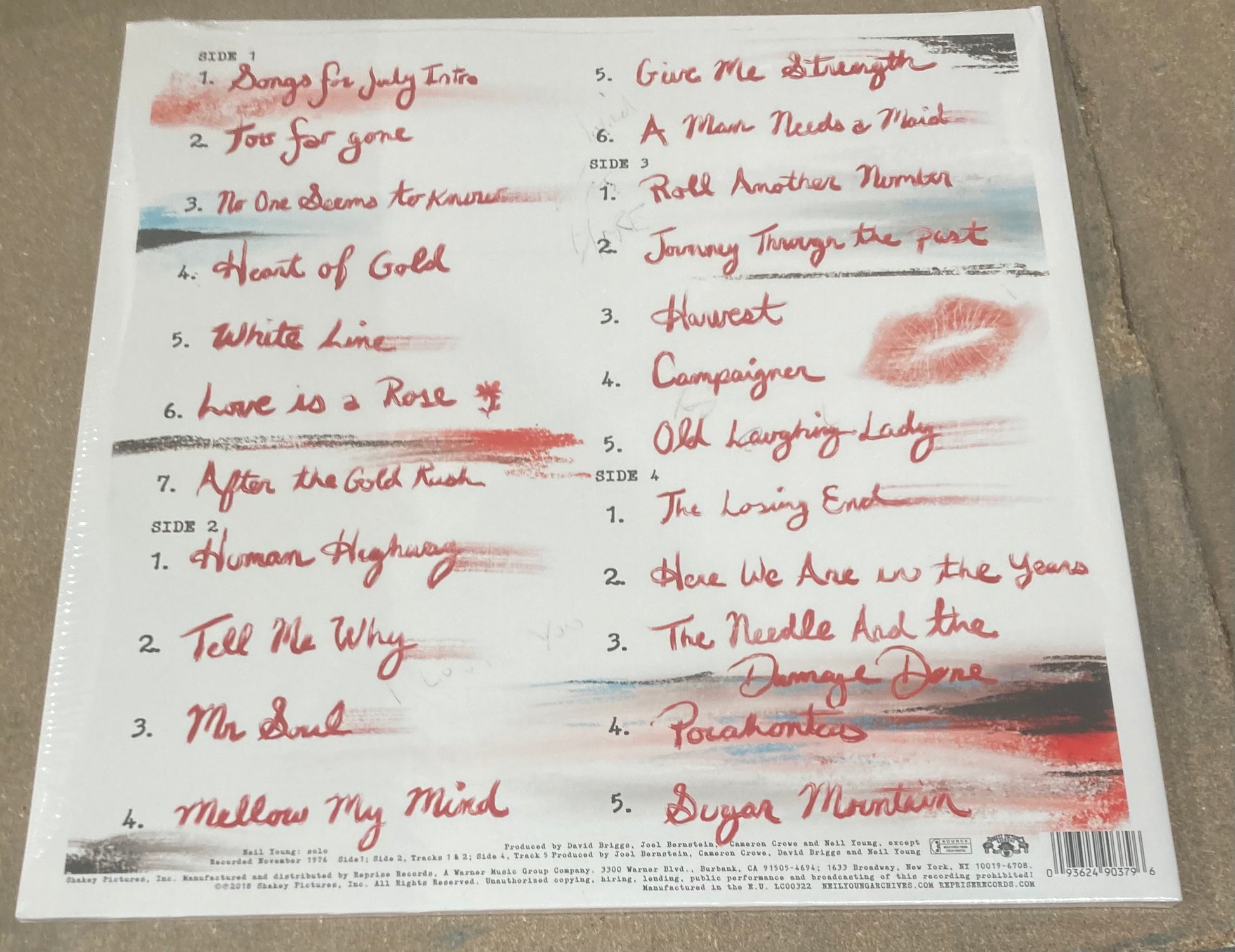 The back of ‘Neil Young - Songs for Judy’ on vinyl