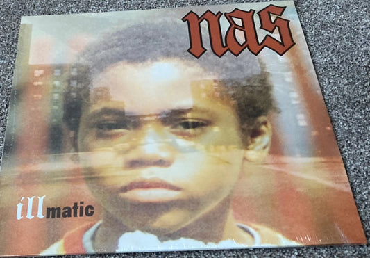The front of Nas - Illmatic on vinyl.