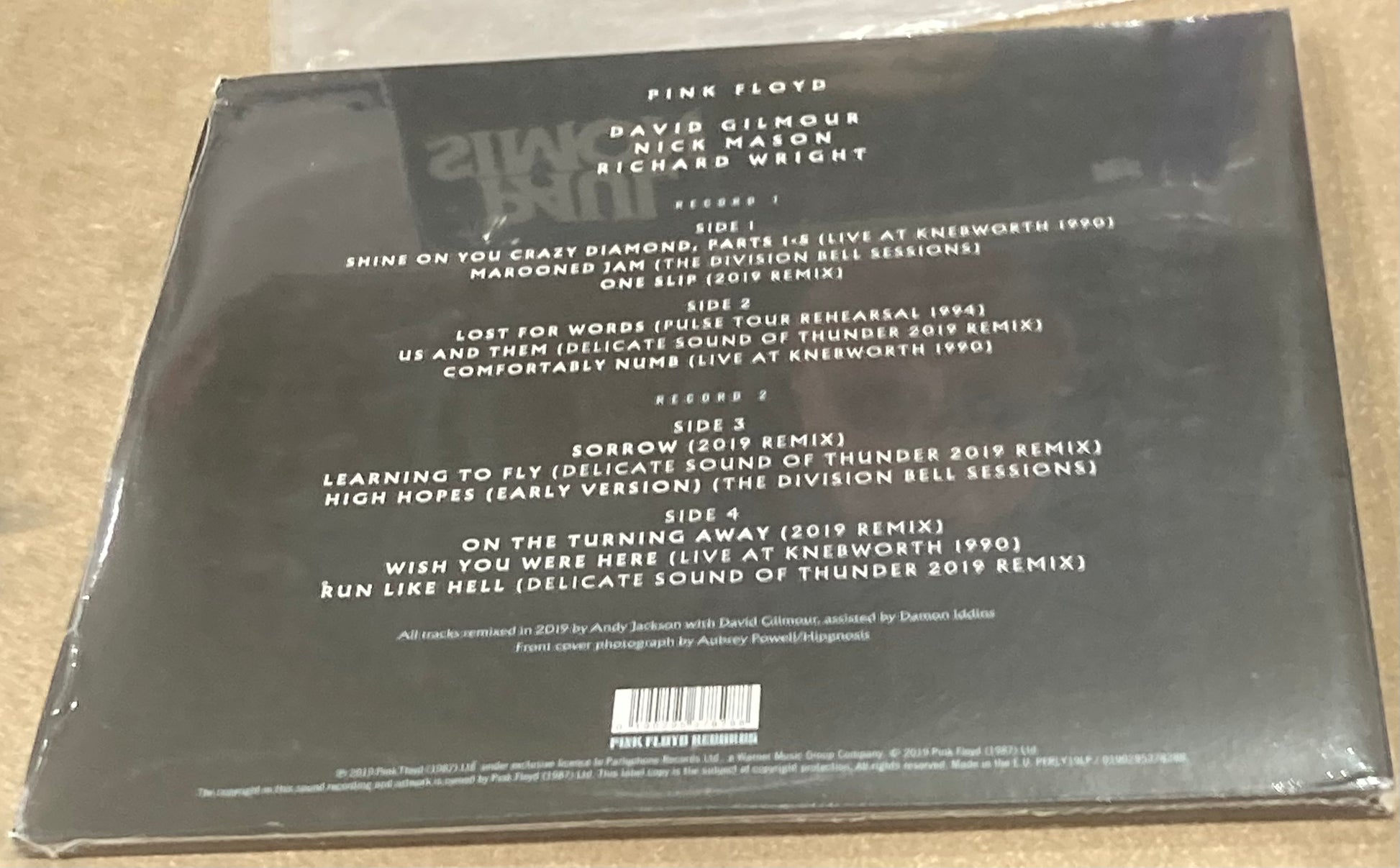 The back of 'Pink Floyd - The Later Years' on vinyl