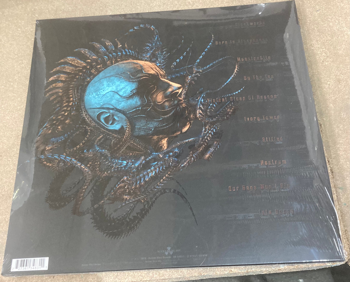 The back of ‘Meshuggah - The Violent Sleep of Reason’ on vinyl